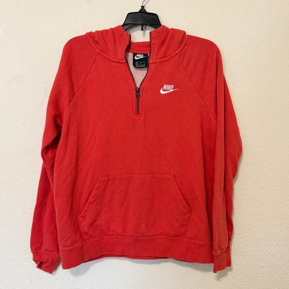Nike Womens Medium‎ Swoosh 1/4 Zip Pullover Sweatshirt Double Sided